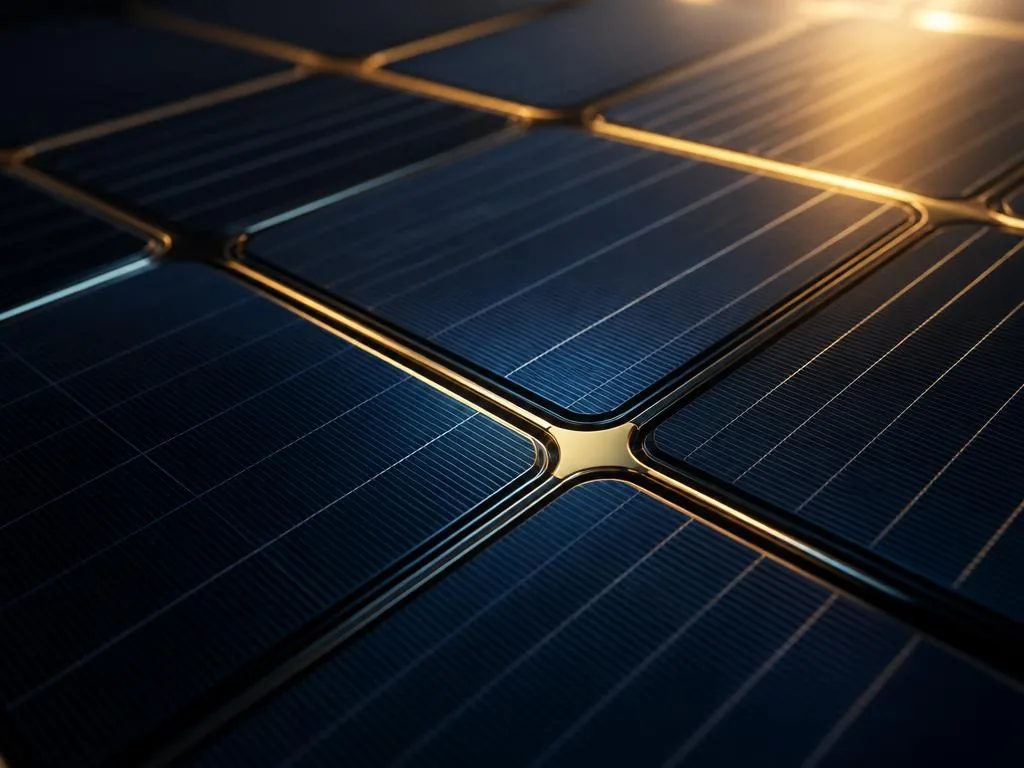 Detalhe premium de placas fotovoltaicas